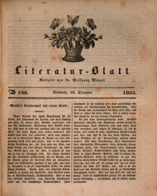 Morgenblatt für gebildete Stände. Literatur-Blatt (Morgenblatt für gebildete Stände) Mittwoch 16. Dezember 1835