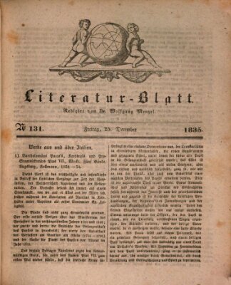 Morgenblatt für gebildete Stände. Literatur-Blatt (Morgenblatt für gebildete Stände) Freitag 25. Dezember 1835