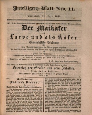 Morgenblatt für gebildete Stände. Literatur-Blatt (Morgenblatt für gebildete Stände) Samstag 11. April 1835