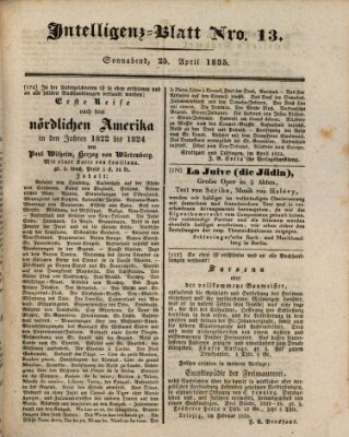 Morgenblatt für gebildete Stände. Literatur-Blatt (Morgenblatt für gebildete Stände) Samstag 25. April 1835