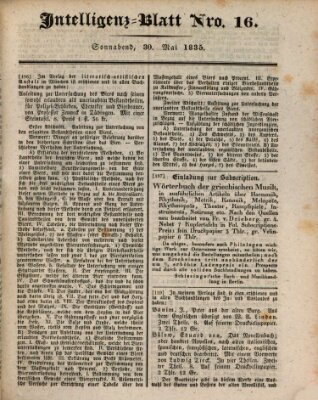 Morgenblatt für gebildete Stände. Literatur-Blatt (Morgenblatt für gebildete Stände) Samstag 30. Mai 1835