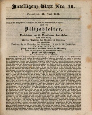 Morgenblatt für gebildete Stände. Literatur-Blatt (Morgenblatt für gebildete Stände) Samstag 27. Juni 1835