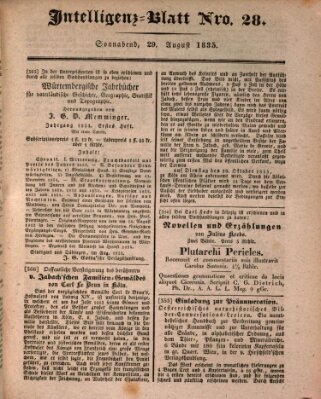 Morgenblatt für gebildete Stände. Literatur-Blatt (Morgenblatt für gebildete Stände) Samstag 29. August 1835