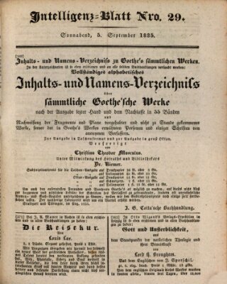 Morgenblatt für gebildete Stände. Literatur-Blatt (Morgenblatt für gebildete Stände) Samstag 5. September 1835