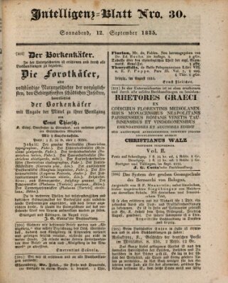 Morgenblatt für gebildete Stände. Literatur-Blatt (Morgenblatt für gebildete Stände) Samstag 12. September 1835