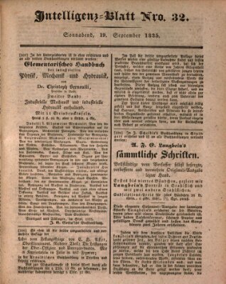 Morgenblatt für gebildete Stände. Literatur-Blatt (Morgenblatt für gebildete Stände) Samstag 19. September 1835