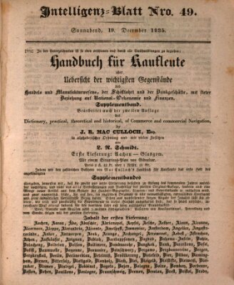 Morgenblatt für gebildete Stände. Literatur-Blatt (Morgenblatt für gebildete Stände) Samstag 19. Dezember 1835