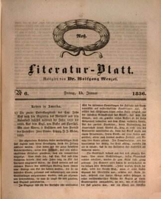 Morgenblatt für gebildete Stände. Literatur-Blatt (Morgenblatt für gebildete Stände) Freitag 15. Januar 1836