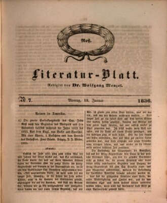 Morgenblatt für gebildete Stände. Literatur-Blatt (Morgenblatt für gebildete Stände) Montag 18. Januar 1836