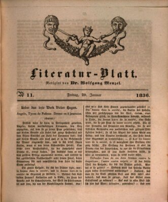 Morgenblatt für gebildete Stände. Literatur-Blatt (Morgenblatt für gebildete Stände) Freitag 29. Januar 1836