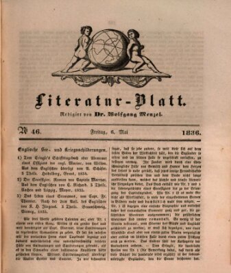 Morgenblatt für gebildete Stände. Literatur-Blatt (Morgenblatt für gebildete Stände) Freitag 6. Mai 1836