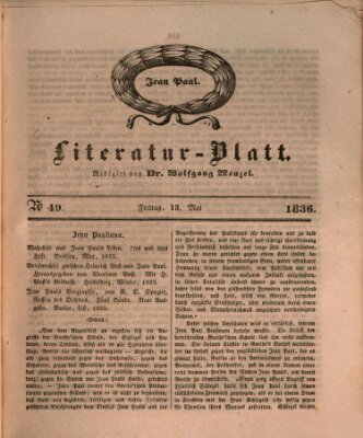 Morgenblatt für gebildete Stände. Literatur-Blatt (Morgenblatt für gebildete Stände) Freitag 13. Mai 1836