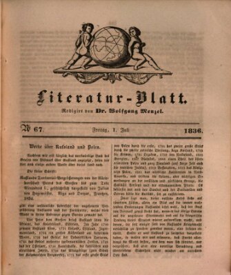 Morgenblatt für gebildete Stände. Literatur-Blatt (Morgenblatt für gebildete Stände) Freitag 1. Juli 1836