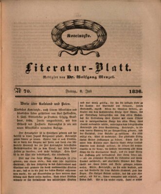 Morgenblatt für gebildete Stände. Literatur-Blatt (Morgenblatt für gebildete Stände) Freitag 8. Juli 1836