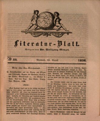 Morgenblatt für gebildete Stände. Literatur-Blatt (Morgenblatt für gebildete Stände) Mittwoch 31. August 1836