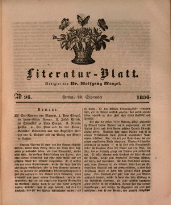 Morgenblatt für gebildete Stände. Literatur-Blatt (Morgenblatt für gebildete Stände) Freitag 23. September 1836