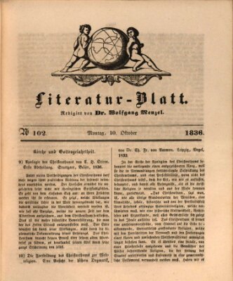 Morgenblatt für gebildete Stände. Literatur-Blatt (Morgenblatt für gebildete Stände) Montag 10. Oktober 1836