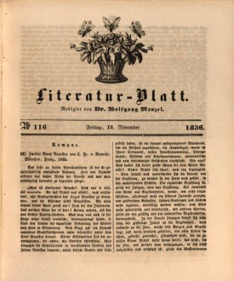 Morgenblatt für gebildete Stände. Literatur-Blatt (Morgenblatt für gebildete Stände) Freitag 18. November 1836