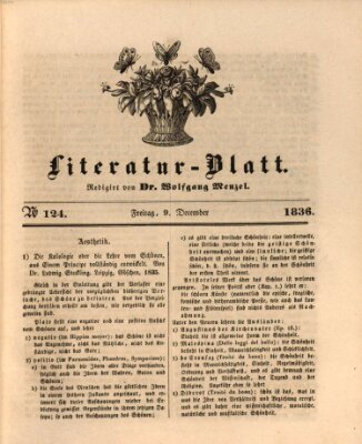 Morgenblatt für gebildete Stände. Literatur-Blatt (Morgenblatt für gebildete Stände) Freitag 9. Dezember 1836