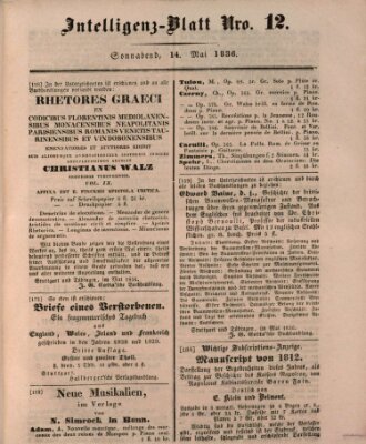 Morgenblatt für gebildete Stände. Literatur-Blatt (Morgenblatt für gebildete Stände) Samstag 14. Mai 1836