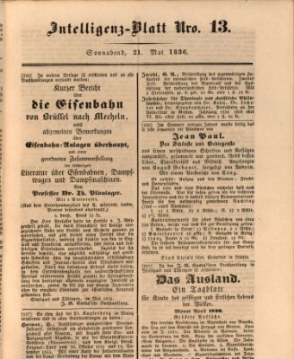 Morgenblatt für gebildete Stände. Literatur-Blatt (Morgenblatt für gebildete Stände) Samstag 21. Mai 1836