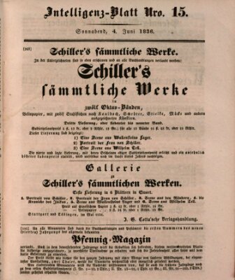 Morgenblatt für gebildete Stände. Literatur-Blatt (Morgenblatt für gebildete Stände) Samstag 4. Juni 1836