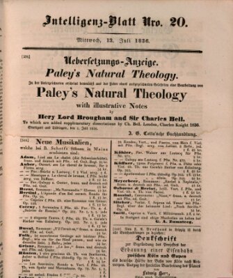 Morgenblatt für gebildete Stände. Literatur-Blatt (Morgenblatt für gebildete Stände) Mittwoch 13. Juli 1836