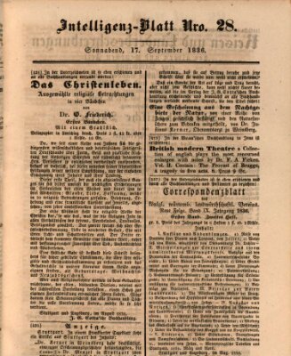 Morgenblatt für gebildete Stände. Literatur-Blatt (Morgenblatt für gebildete Stände) Samstag 17. September 1836