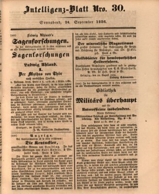 Morgenblatt für gebildete Stände. Literatur-Blatt (Morgenblatt für gebildete Stände) Samstag 24. September 1836