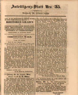 Morgenblatt für gebildete Stände. Literatur-Blatt (Morgenblatt für gebildete Stände) Mittwoch 12. Oktober 1836