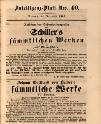 Morgenblatt für gebildete Stände. Literatur-Blatt (Morgenblatt für gebildete Stände) Mittwoch 9. November 1836