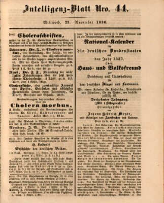 Morgenblatt für gebildete Stände. Literatur-Blatt (Morgenblatt für gebildete Stände) Mittwoch 23. November 1836