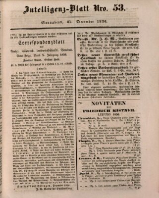 Morgenblatt für gebildete Stände. Literatur-Blatt (Morgenblatt für gebildete Stände) Samstag 31. Dezember 1836