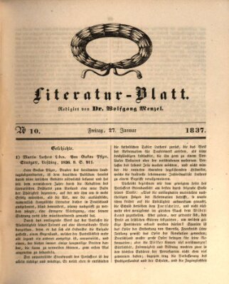 Morgenblatt für gebildete Leser. Literaturblatt (Morgenblatt für gebildete Stände) Freitag 27. Januar 1837
