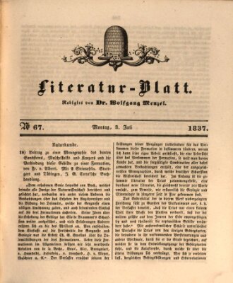 Morgenblatt für gebildete Leser. Literaturblatt (Morgenblatt für gebildete Stände) Montag 3. Juli 1837