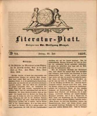 Morgenblatt für gebildete Leser. Literaturblatt (Morgenblatt für gebildete Stände) Freitag 21. Juli 1837