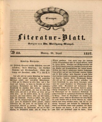 Morgenblatt für gebildete Leser. Literaturblatt (Morgenblatt für gebildete Stände) Montag 28. August 1837