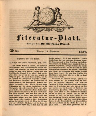 Morgenblatt für gebildete Leser. Literaturblatt (Morgenblatt für gebildete Stände) Montag 18. September 1837