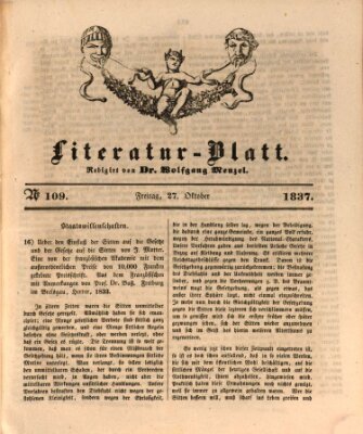 Morgenblatt für gebildete Leser. Literaturblatt (Morgenblatt für gebildete Stände) Freitag 27. Oktober 1837