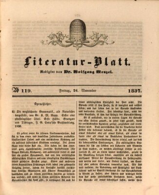 Morgenblatt für gebildete Leser. Literaturblatt (Morgenblatt für gebildete Stände) Freitag 24. November 1837