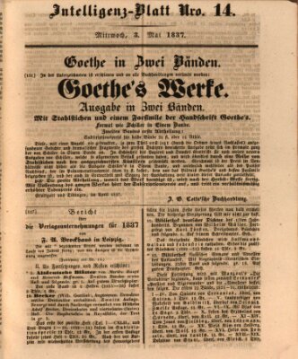 Morgenblatt für gebildete Leser. Literaturblatt (Morgenblatt für gebildete Stände) Mittwoch 3. Mai 1837