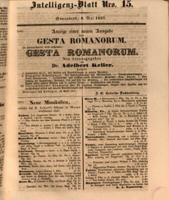 Morgenblatt für gebildete Leser. Literaturblatt (Morgenblatt für gebildete Stände) Samstag 6. Mai 1837