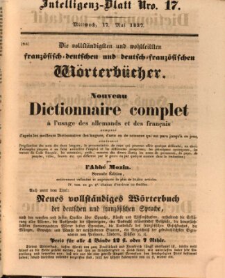 Morgenblatt für gebildete Leser. Literaturblatt (Morgenblatt für gebildete Stände) Mittwoch 17. Mai 1837