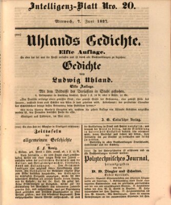 Morgenblatt für gebildete Leser. Literaturblatt (Morgenblatt für gebildete Stände) Mittwoch 7. Juni 1837