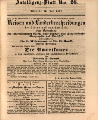 Morgenblatt für gebildete Leser. Literaturblatt (Morgenblatt für gebildete Stände) Mittwoch 12. Juli 1837