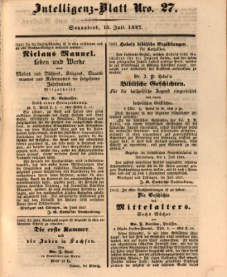 Morgenblatt für gebildete Leser. Literaturblatt (Morgenblatt für gebildete Stände) Samstag 15. Juli 1837