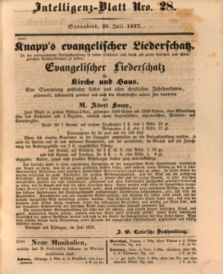 Morgenblatt für gebildete Leser. Literaturblatt (Morgenblatt für gebildete Stände) Samstag 29. Juli 1837