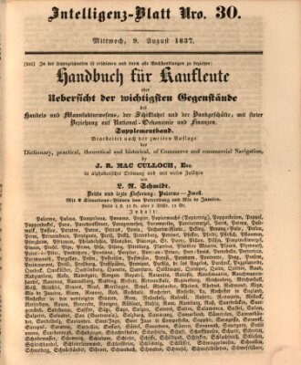 Morgenblatt für gebildete Leser. Literaturblatt (Morgenblatt für gebildete Stände) Mittwoch 9. August 1837