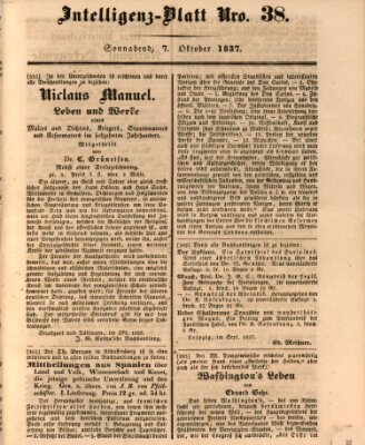 Morgenblatt für gebildete Leser. Literaturblatt (Morgenblatt für gebildete Stände) Samstag 7. Oktober 1837