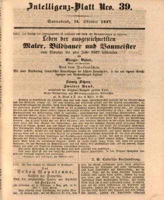 Morgenblatt für gebildete Leser. Literaturblatt (Morgenblatt für gebildete Stände) Samstag 14. Oktober 1837